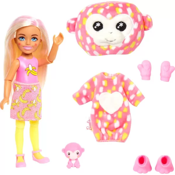 Barbie Cutie Reveal Chelsea Small Doll Jungle Series Tiger Plush Costume 7 Surprises Including Mini Pet amp Color ChangeMonkey