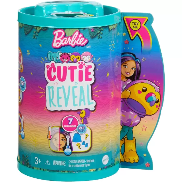 Barbie Cutie Reveal Chelsea Small Doll Jungle Series Tiger Plush Costume 7 Surprises Including Mini Pet amp Color ChangeToucan