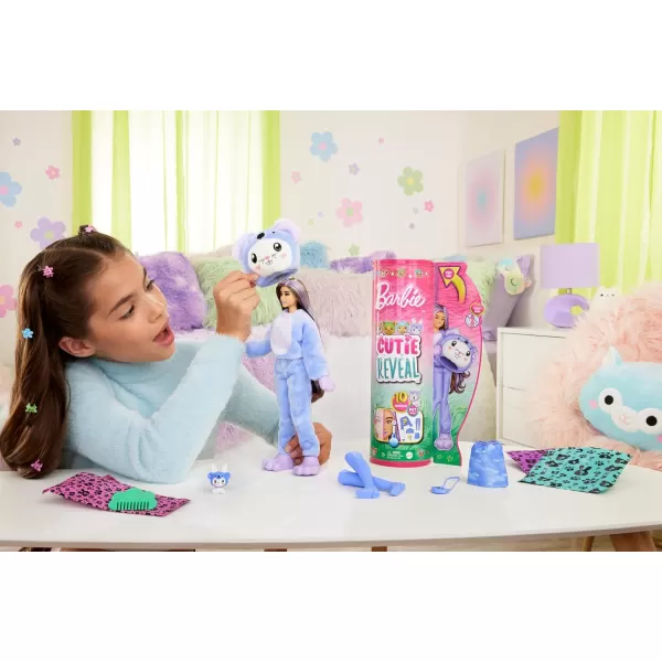 Barbie Cutie Reveal Doll  Accessories with Animal Plush Costume  10 Surprises Including Color Change Puppy as Frog in CostumeThemed SeriesBunnyKoala