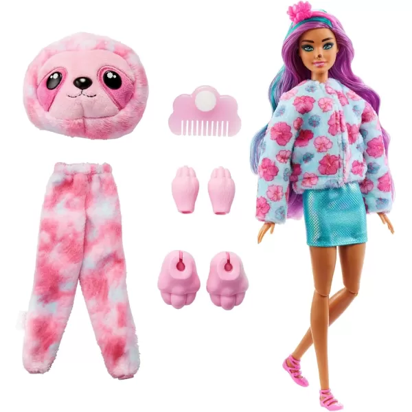 Barbie Cutie Reveal Doll Fantasy Series Teddy Bear Plush Costume 10 Surprises Including Mini Pet amp Color ChangeSloth