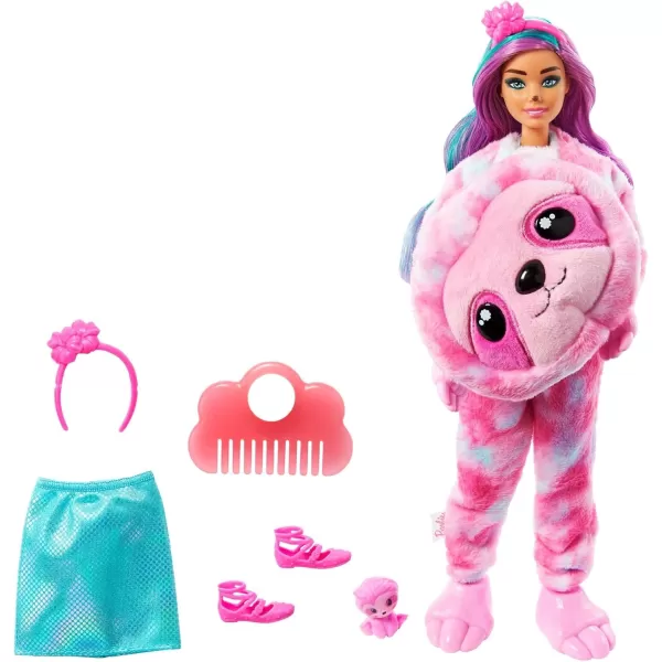 Barbie Cutie Reveal Doll Fantasy Series Teddy Bear Plush Costume 10 Surprises Including Mini Pet amp Color ChangeSloth