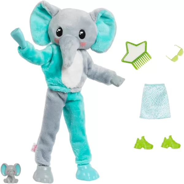 Barbie Cutie Reveal Fashion Doll Jungle Series Elephant Plush Costume 10 Surprises Including Mini Pet amp Color ChangeElephant