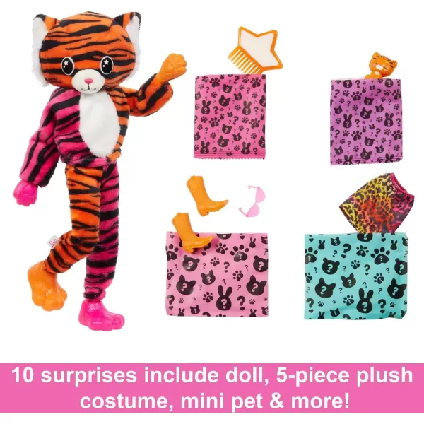 Barbie Cutie Reveal Fashion Doll Jungle Series Elephant Plush Costume 10 Surprises Including Mini Pet amp Color ChangeTiger