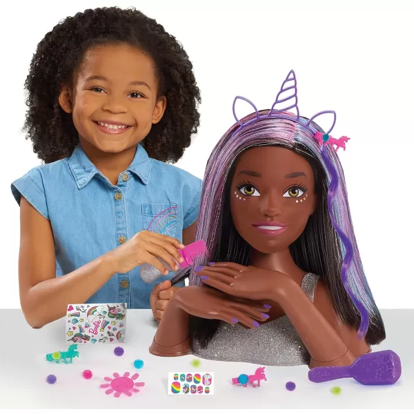 Barbie Deluxe 20Piece Glitter and Go Styling Head Black Hair Kids Toys for Ages 5 Up by Just PlayMulticolor