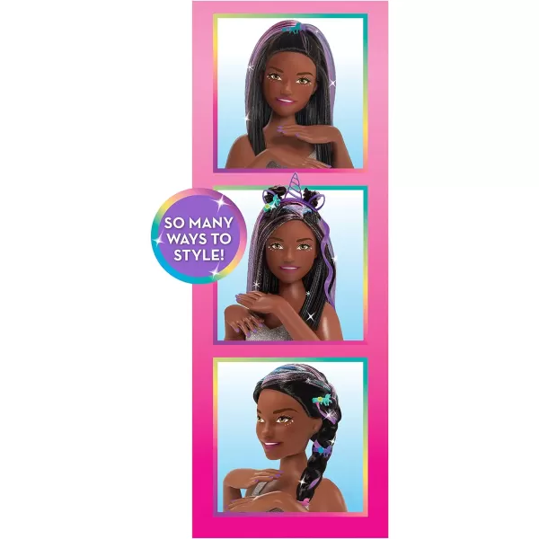 Barbie Deluxe 20Piece Glitter and Go Styling Head Black Hair Kids Toys for Ages 5 Up by Just PlayMulticolor