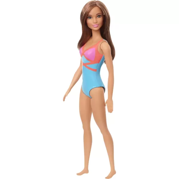 Barbie Doll Brunette Wearing Blue Pink and Orange Swimsuit for Kids 3 to 7 Years OldBarbie Doll Brunette Wearing Blue Pink and Orange Swimsuit for Kids 3 to 7 Years Old