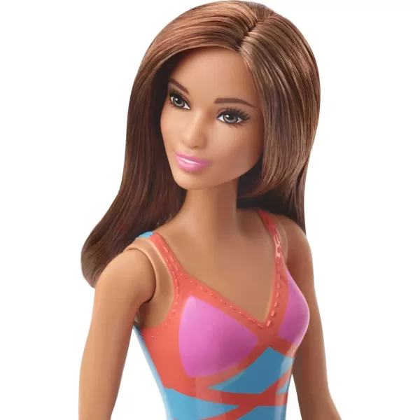 Barbie Doll Brunette Wearing Blue Pink and Orange Swimsuit for Kids 3 to 7 Years OldBarbie Doll Brunette Wearing Blue Pink and Orange Swimsuit for Kids 3 to 7 Years Old