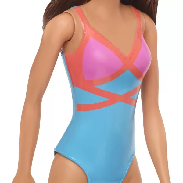 Barbie Doll Brunette Wearing Blue Pink and Orange Swimsuit for Kids 3 to 7 Years OldBarbie Doll Brunette Wearing Blue Pink and Orange Swimsuit for Kids 3 to 7 Years Old