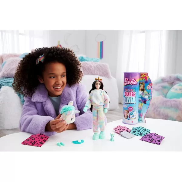 Barbie Doll Cutie Reveal Unicorn Plush Costume Doll with 10 Surprises Mini Pet Unicorn Color Change and Accessories Fantasy SeriesBarbie Doll Cutie Reveal Unicorn Plush Costume Doll with 10 Surprises Mini Pet Unicorn Color Change and Accessories Fantasy Series