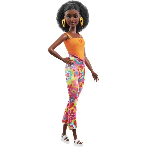 Barbie Doll Kids Toys Curly Black Hair and Petite Body Type Fashionistas Y2KStyle Clothes and AccessoriesRetro florals