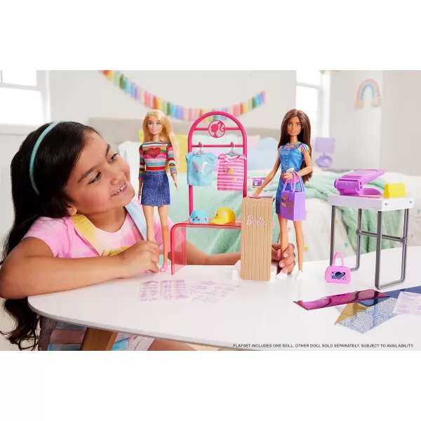 Barbie Doll amp Accessories Make amp Sell Boutique Playset with Display Rack Create Foil Designs MediumBarbie Doll amp Accessories Make amp Sell Boutique Playset with Display Rack Create Foil Designs Medium