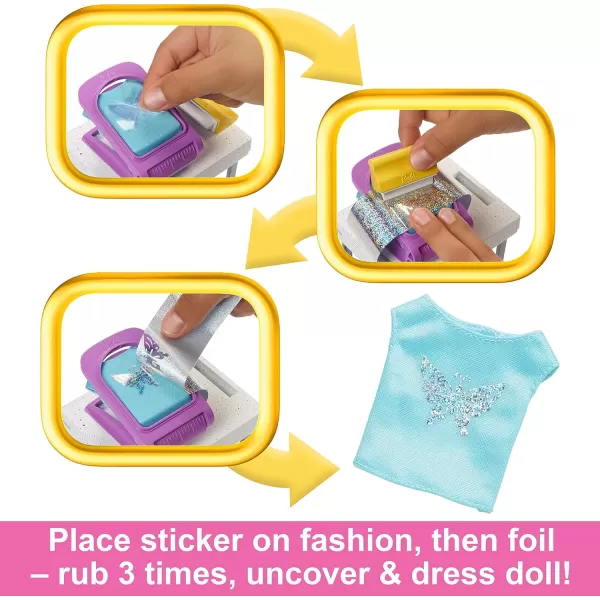 Barbie Doll amp Accessories Make amp Sell Boutique Playset with Display Rack Create Foil Designs MediumBarbie Doll amp Accessories Make amp Sell Boutique Playset with Display Rack Create Foil Designs Medium