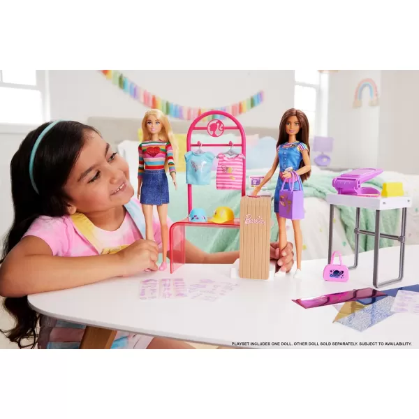 Barbie Doll ampamp Accessories Make ampamp Sell Boutique Playset with Display Rack Create Foil Designs