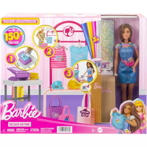 Barbie Doll ampamp Accessories Make ampamp Sell Boutique Playset with Display Rack Create Foil Designs