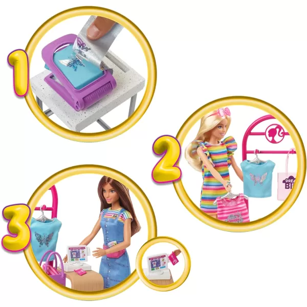 Barbie Doll ampamp Accessories Make ampamp Sell Boutique Playset with Display Rack Create Foil Designs