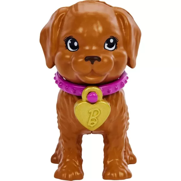 Barbie Doll ampamp Pets Brunette Doll with Mommy Dog 3 Newborn Puppies with ColorChange Feature ampamp Pet AccessoriesAdopt a Pup  Pink Dress