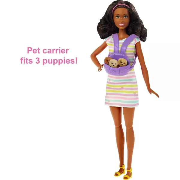 Barbie Doll ampamp Pets Brunette Doll with Mommy Dog 3 Newborn Puppies with ColorChange Feature ampamp Pet AccessoriesNewborn Pups  Brunette