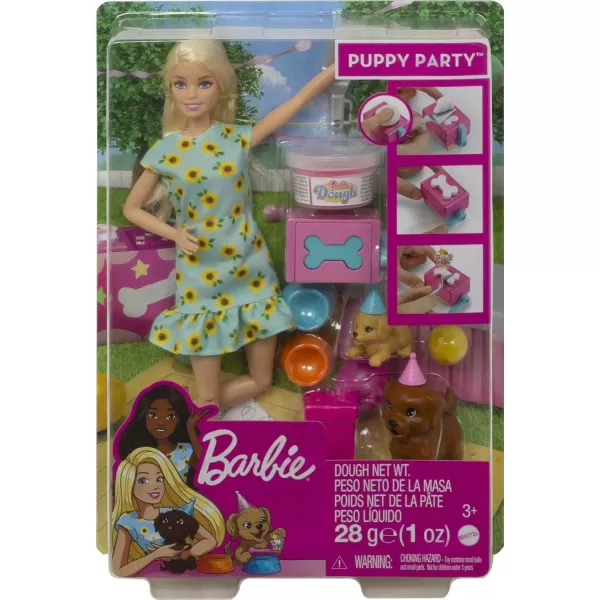 Barbie Doll ampamp Pets Brunette Doll with Mommy Dog 3 Newborn Puppies with ColorChange Feature ampamp Pet AccessoriesPuppy Party  Blonde