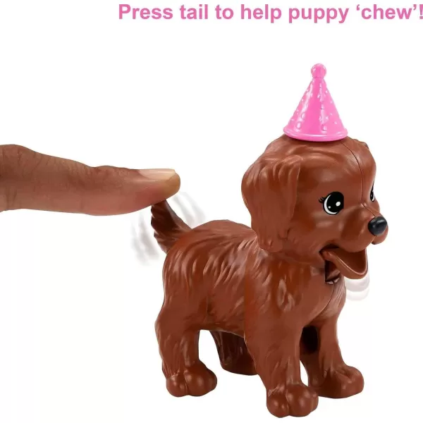 Barbie Doll ampamp Pets Brunette Doll with Mommy Dog 3 Newborn Puppies with ColorChange Feature ampamp Pet AccessoriesPuppy Party  Brunette