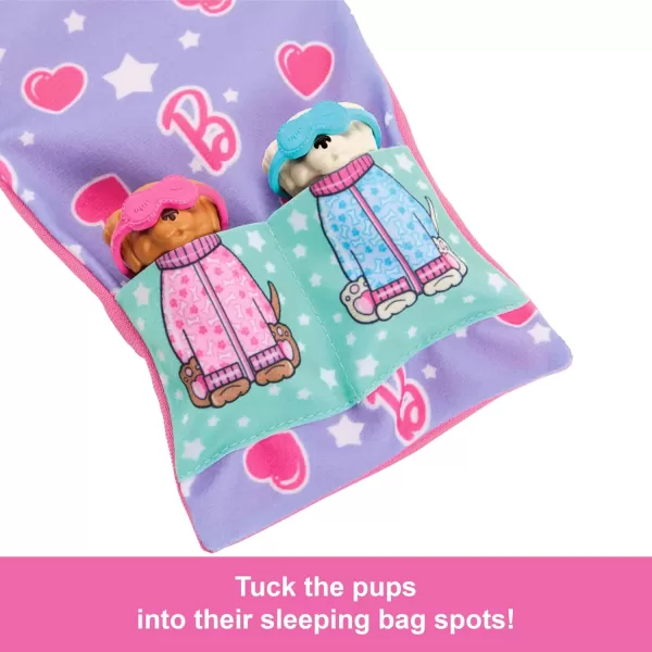 Barbie Doll ampamp Playset with 2 Toy Dog Figures ampamp 10 Accessories Puppy Slumber Party with ColorChange Feature Sleeping Bag Eye Masks ampamp More