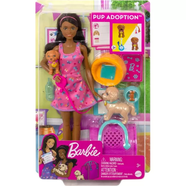 Barbie Doll and Pets Blonde Doll with Mommy Dog 3 Newborn Puppies with ColorChange Feature and Pet AccessoriesAdopt a Pup  Brunette