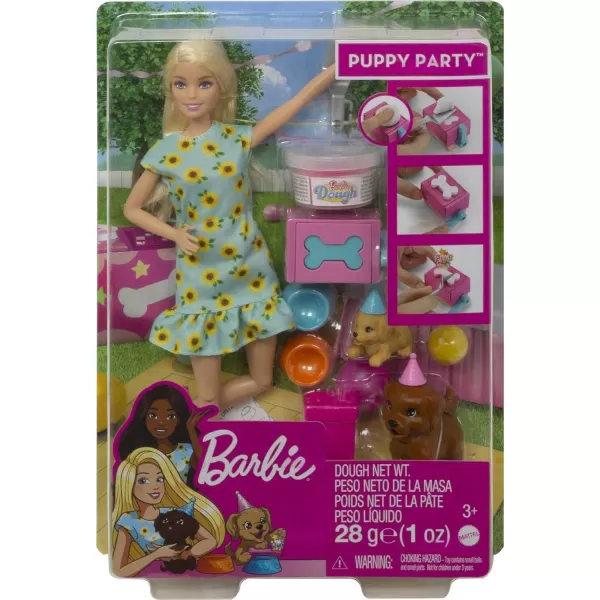 Barbie Doll and Pets Blonde Doll with Mommy Dog 3 Newborn Puppies with ColorChange Feature and Pet AccessoriesPuppy Party  Blonde