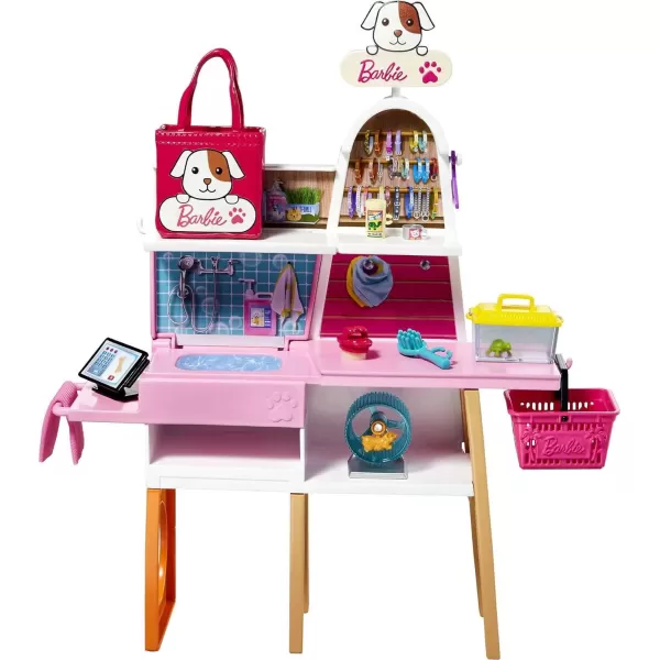 Barbie Doll and Playset Pet Boutique with 4 Pets ColorChange Grooming Feature and 20 Themed AccessoriesBarbie Doll and Playset Pet Boutique with 4 Pets ColorChange Grooming Feature and 20 Themed Accessories