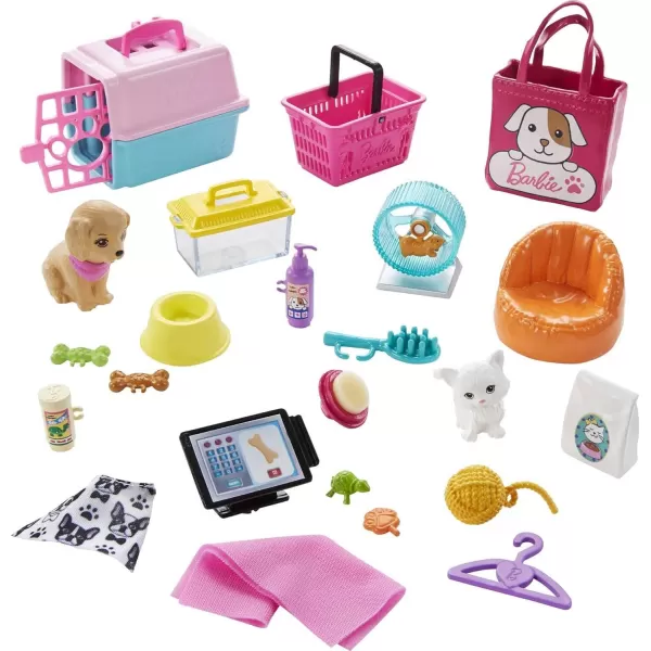 Barbie Doll and Playset Pet Boutique with 4 Pets ColorChange Grooming Feature and 20 Themed AccessoriesBarbie Doll and Playset Pet Boutique with 4 Pets ColorChange Grooming Feature and 20 Themed Accessories