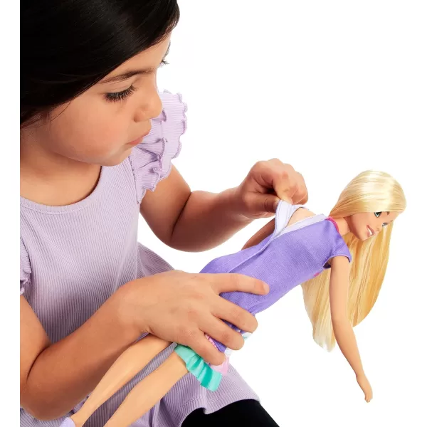 Barbie Doll for Preschoolers My First Barbie Malibu Deluxe Doll Blonde with Accessories Soft Poseable Body Party amp Bedtime Themed FashionsPurple Dress