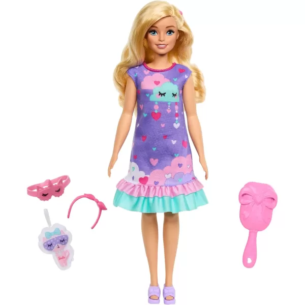 Barbie Doll for Preschoolers My First Barbie Malibu Deluxe Doll Blonde with Accessories Soft Poseable Body Party amp Bedtime Themed FashionsPurple Dress