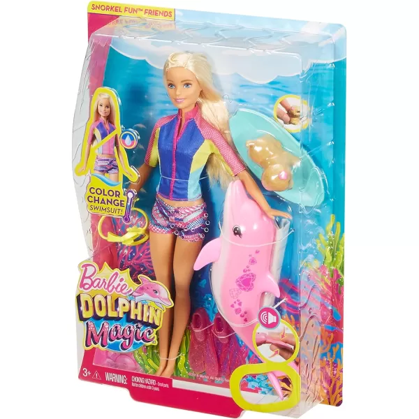 Barbie Doll with ColorChange Top Puppy Squirt Toy and Dolphin with SoundsSnorkel Fun Friends