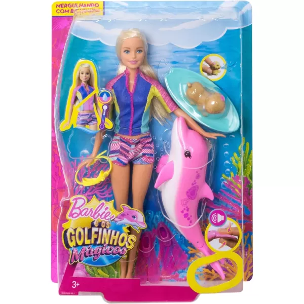 Barbie Doll with ColorChange Top Puppy Squirt Toy and Dolphin with SoundsSnorkel Fun Friends