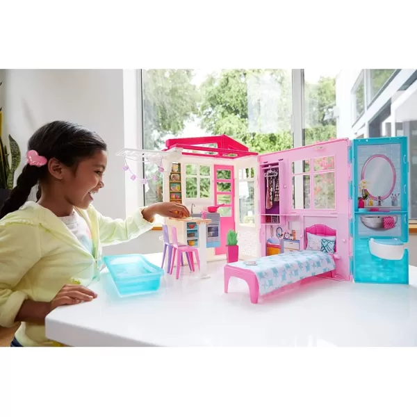 Barbie Dollhouse Portable 1Story Playset with Pool and Accessories for 3 to 7 Year Olds Amazon ExclusiveAccessories