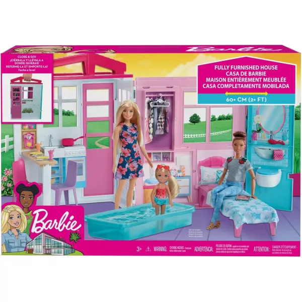 Barbie Dollhouse Portable 1Story Playset with Pool and Accessories for 3 to 7 Year Olds Amazon ExclusiveAccessories