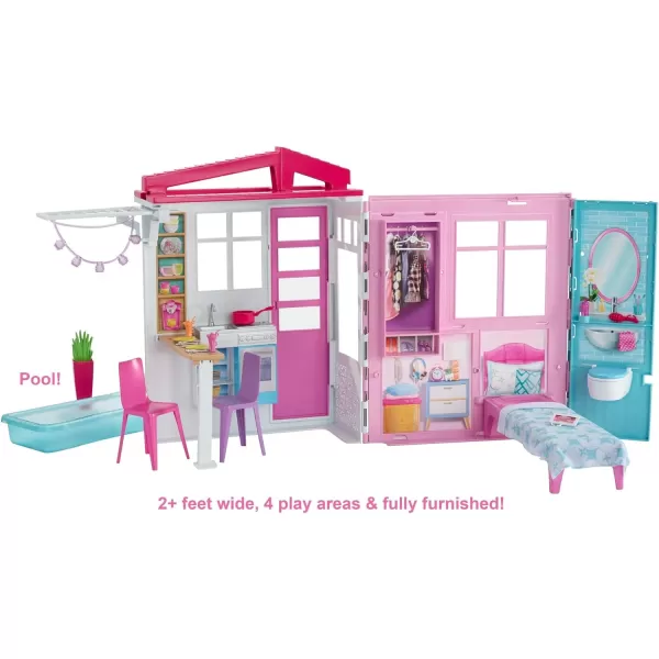 Barbie Dollhouse Portable 1Story Playset with Pool and Accessories for 3 to 7 Year Olds Amazon ExclusiveAccessories