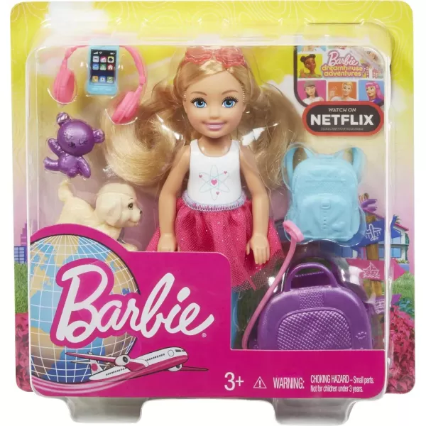 Barbie Dreamhouse Adventures Doll amp Accessories Travel Set with Blonde Chelsea Small Doll Puppy Carrier amp Backpack That OpensChelsea Single