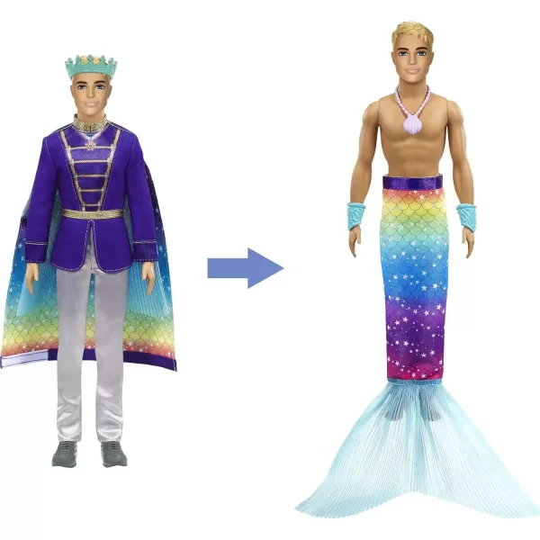 Barbie Dreamtopia 2in1 Ken Doll Blonde 12in with Prince to Merman Fashion Transformation with 2 Looks and Accessories for 3 to 7 Year OldsKen Prince and Mermaid