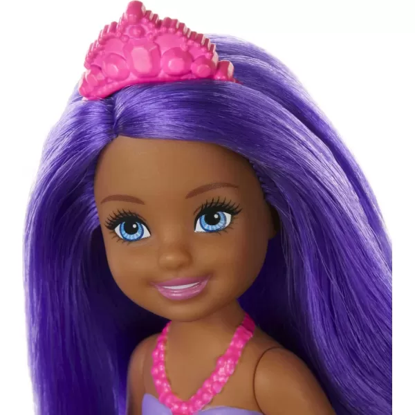 Barbie Dreamtopia Chelsea Mermaid Doll with Purple Hair amp Tail Tiara Accessory Small Doll Bends At WaistMulti