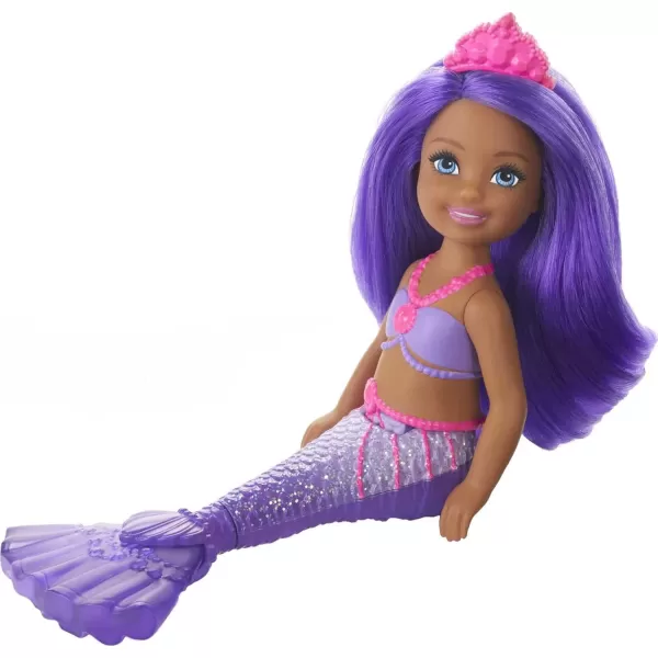 Barbie Dreamtopia Chelsea Mermaid Doll with Purple Hair amp Tail Tiara Accessory Small Doll Bends At WaistMulti