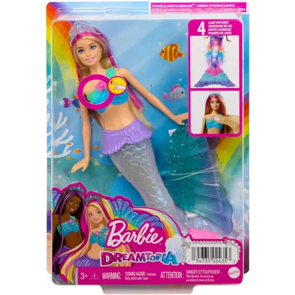 Barbie Dreamtopia Doll Mermaid Toy with WaterActivated LightUp Tail PinkStreaked Hair amp 4 Colorful Light Shows  12 inchesBlonde