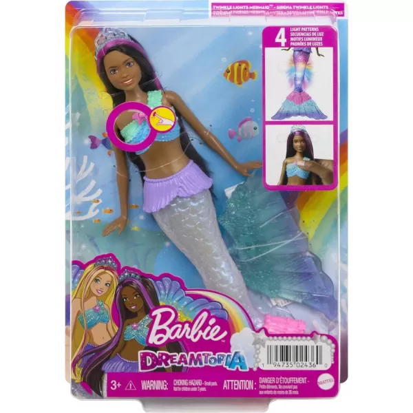 Barbie Dreamtopia Doll Mermaid Toy with WaterActivated LightUp Tail PinkStreaked Hair amp 4 Colorful Light Shows  12 inchesBrunette