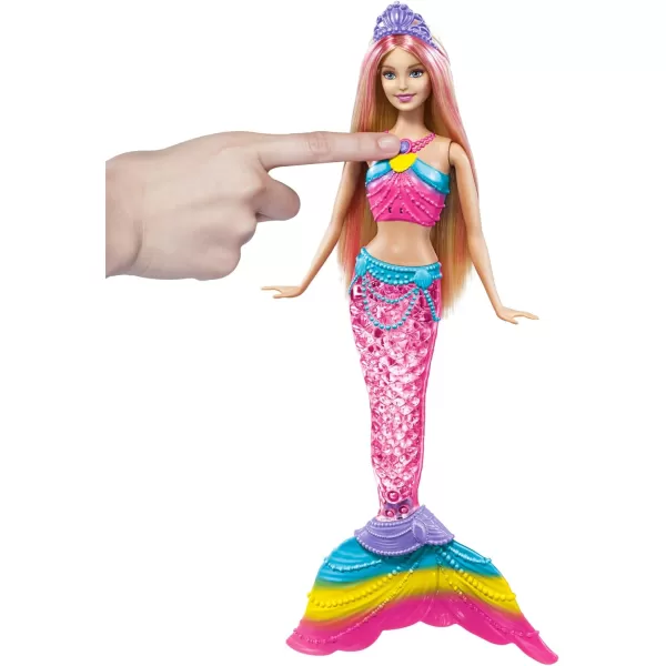 Barbie Dreamtopia Doll Rainbow Lights Mermaid with Glimmering LightUp Rainbow Tail Headband and Blonde HairRainbow Tail  Twinkle Lights