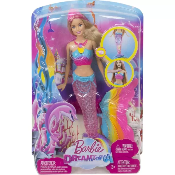 Barbie Dreamtopia Doll Rainbow Lights Mermaid with Glimmering LightUp Rainbow Tail Headband and Blonde HairTwinkle Lights