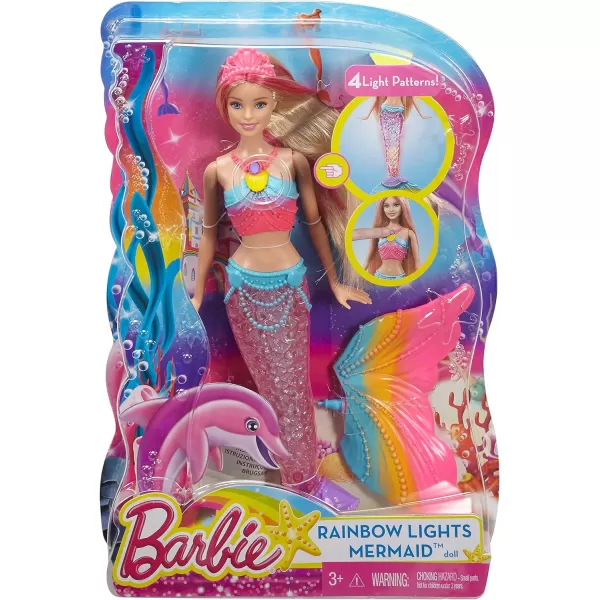 Barbie Dreamtopia Doll Rainbow Lights Mermaid with Glimmering LightUp Rainbow Tail Headband and Blonde HairTwinkle Lights