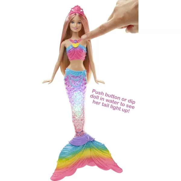 Barbie Dreamtopia Doll Rainbow Lights Mermaid with Glimmering LightUp Rainbow Tail Headband and Blonde HairTwinkle Lights