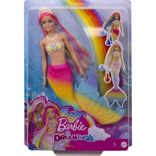 Barbie Dreamtopia Doll Rainbow Magic Mermaid with Rainbow Hair and Blue Eyes WaterActivated ColorChange FeatureBlonde