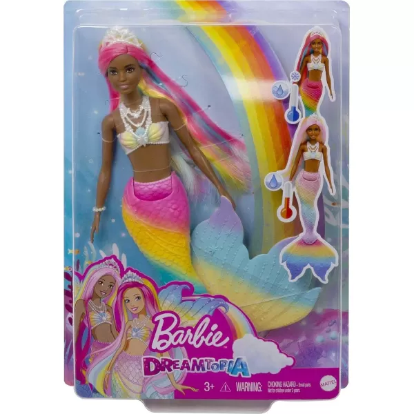 Barbie Dreamtopia Doll Rainbow Magic Mermaid with Rainbow Hair and Blue Eyes WaterActivated ColorChange FeatureBrunette