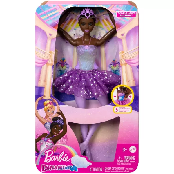 Barbie Dreamtopia Doll Twinkle Lights Posable Ballerina with 5 LightUp Shows Sparkly Pink Tutu Blonde Hair amp TiaraDanceClassicElegant Blackpurple