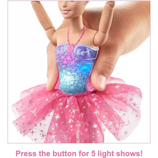 Barbie Dreamtopia Doll Twinkle Lights Posable Ballerina with 5 LightUp Shows Sparkly Pink Tutu Blonde Hair amp TiaraDanceClassicElegant Pink