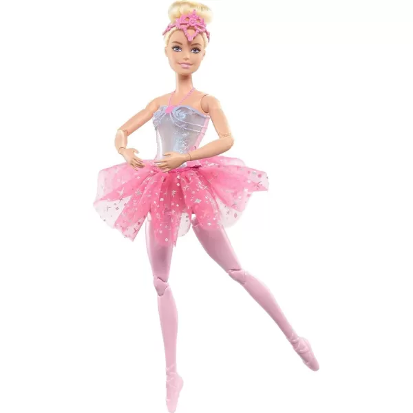 Barbie Dreamtopia Doll Twinkle Lights Posable Ballerina with 5 LightUp Shows Sparkly Purple Tutu Black Hair  TiaraPink